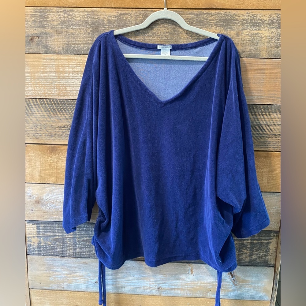 Simply Me Terry Cloth Rouched Side top - dark blue size 3X